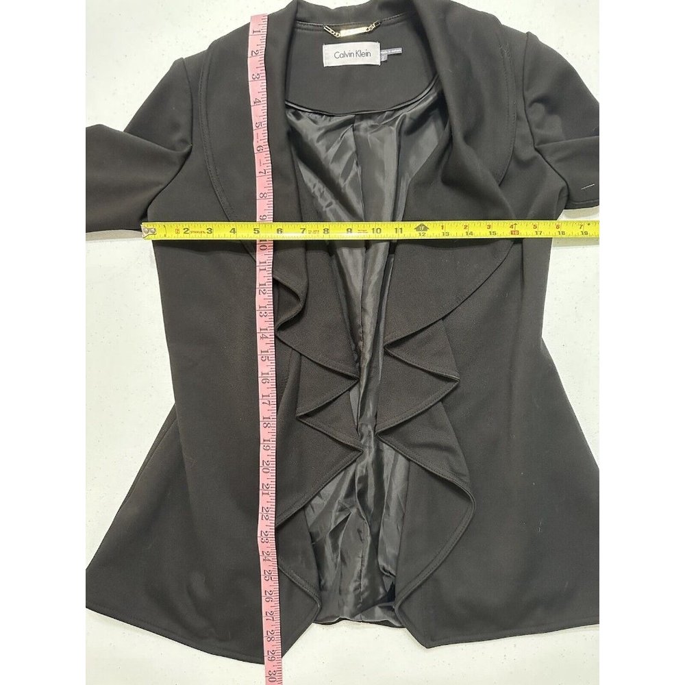 Calvin Klein Elegant Black Ruffle Jacket - Picture 4 of 5